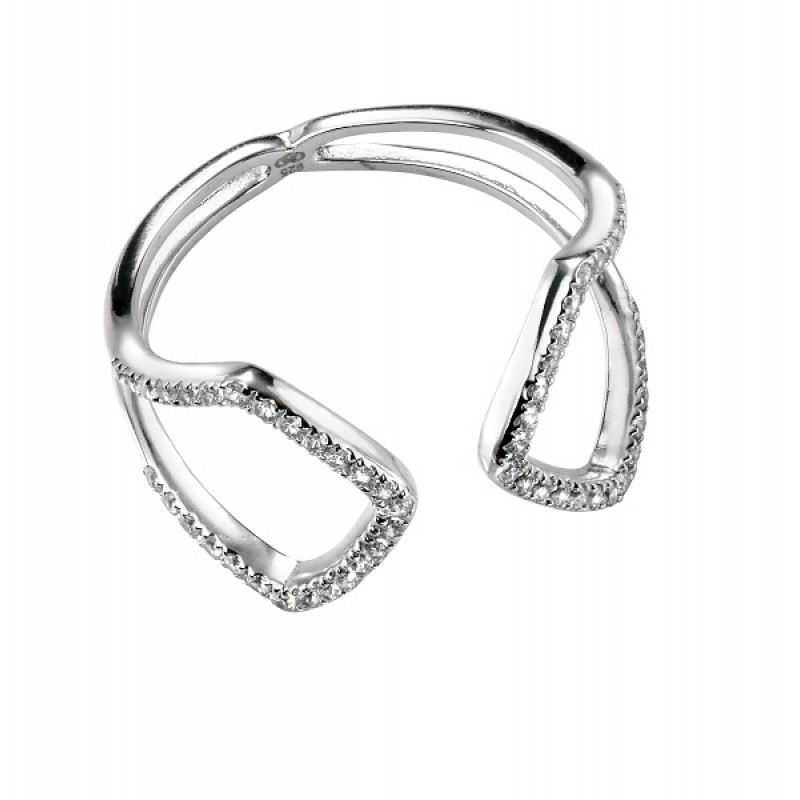 Silver Rhodium Plated Cubic Zirconia Ring